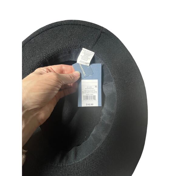 Universal Thread Black Wool Blend Fedora Hat NWT Adjustable Wide Brim - Picture 3 of 8